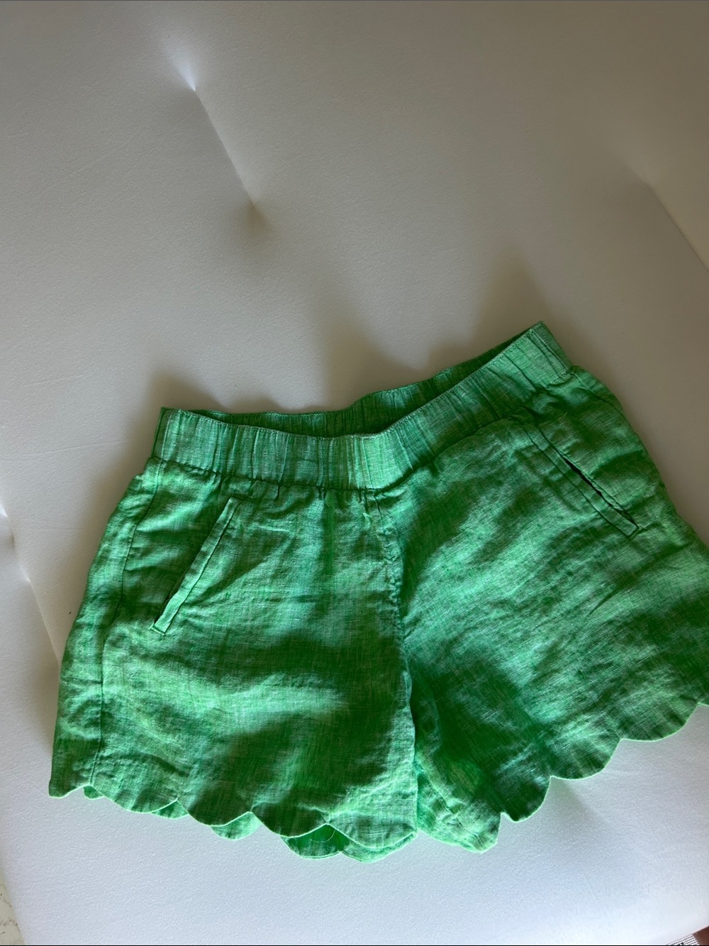 Lilly Pulitzer Linen Green Scallop Shorts